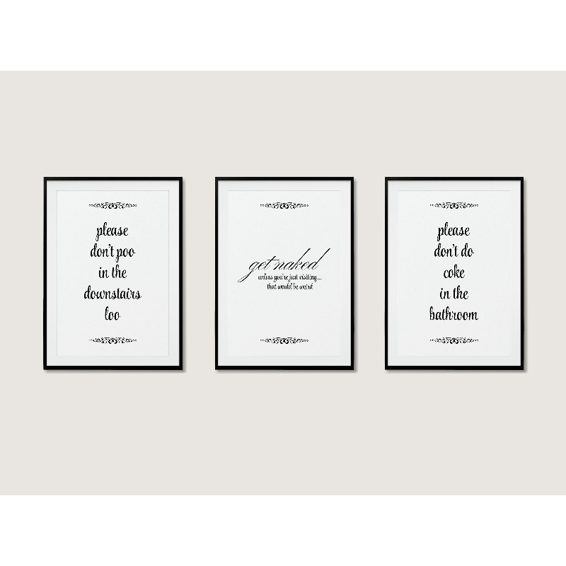 Home Bathroom Quotes - 3 stuks moderne, stijlvolle badkamerkunstposters met