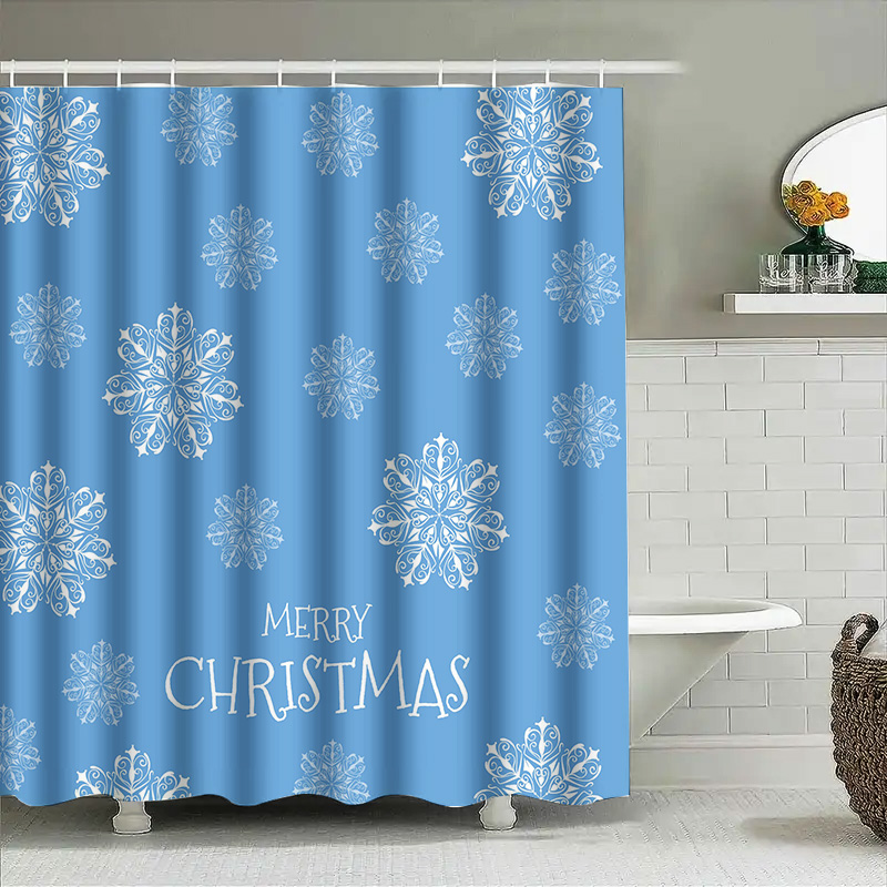 Home Bathroom Decor Ideas - Kerst Douchegordijn Sneeuwvlok Blauw Badkamer Decor