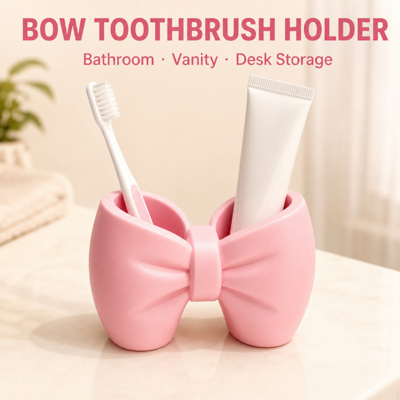 Home Goods Bathroom Storage - Bow tandenborstelhouder Leuke badkamerorganizer Plastic bureaubladopbergbeker