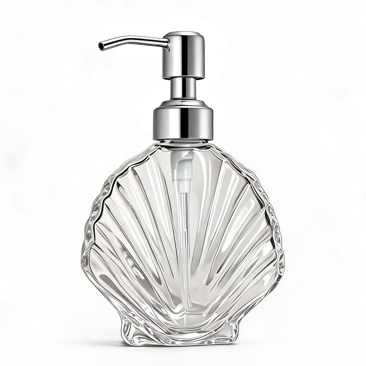 Home Bathroom Soap Dispenser - Decoratieve zeepdispenser van schelpenglas met roestvrijstalen