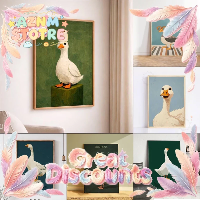 Home Bathroom Decor Ideas - Eenden-Gans-Poster, Grappige Badkamer-Wandkunst, Humoristische Dierenprint, Decoratie
