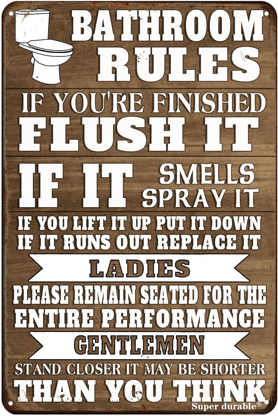 Home Bathroom Quotes - Grappige badkamerrules metalen blikken bord wanddecoratie