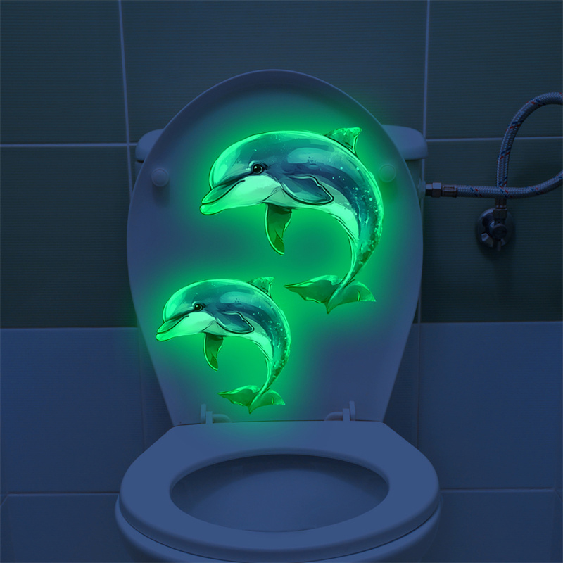 Jet Home Bathroom - Glow-in-the-dark dolfijn toiletsticker zelfklevend waterdicht PVC