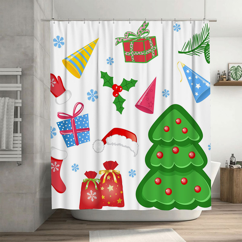 Home Bathroom Decor Ideas - TU Douchegordijn Kerst Bos Herten Patroon