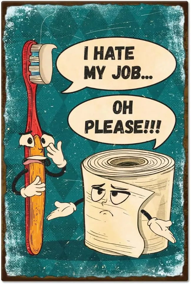 Home Bathroom Quotes - Vintage tandenborstel toiletpapier cartoon humor metalen