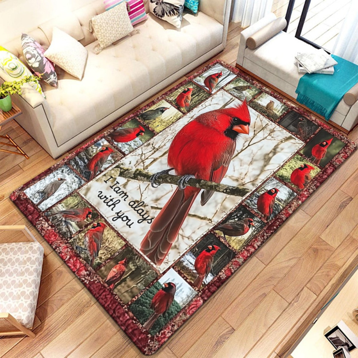 Home Bathroom Quotes - Rustiek kardinaalvogelprint vloerkleed boerderijstijl natuurdecoratie tapijt