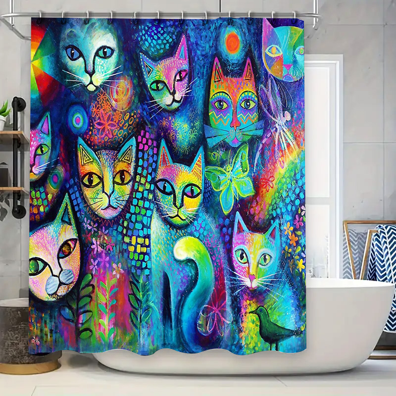 Home Bathroom Decor Ideas - Kat Douchegordijn Artistieke Dierenliefhebber Decor Moderne