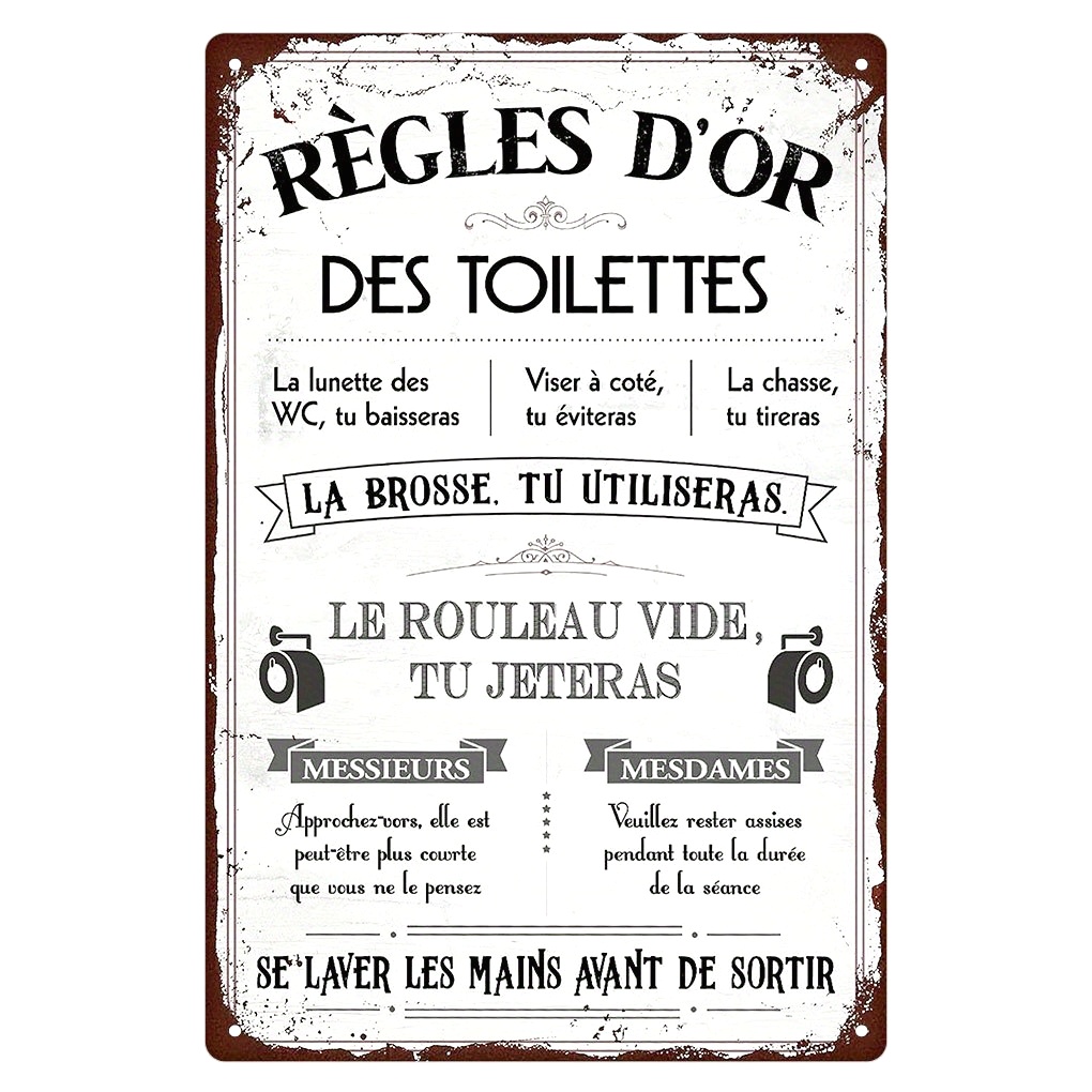 Home Bathroom Quotes - Grappig Frans citaat metalen toiletbord -