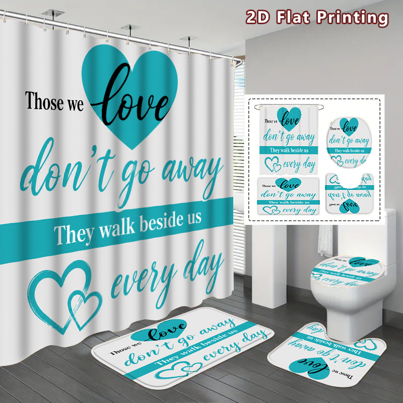 Home Bathroom Quotes - 2D plat, 2D plat 4-delige douchegordijnset