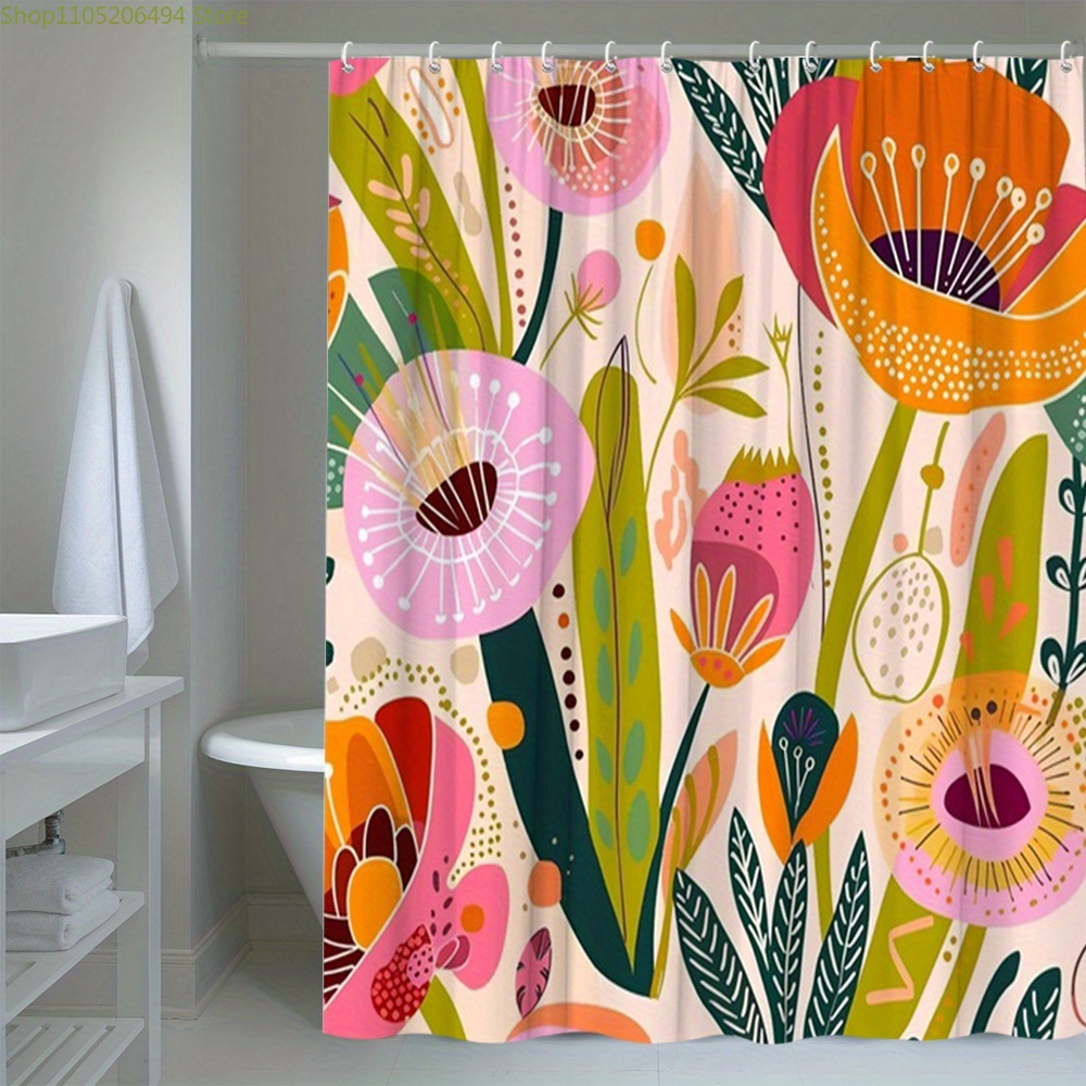Levendig douchegordijn met blo - Home Bathroom Decor Ideas recensie en prijs