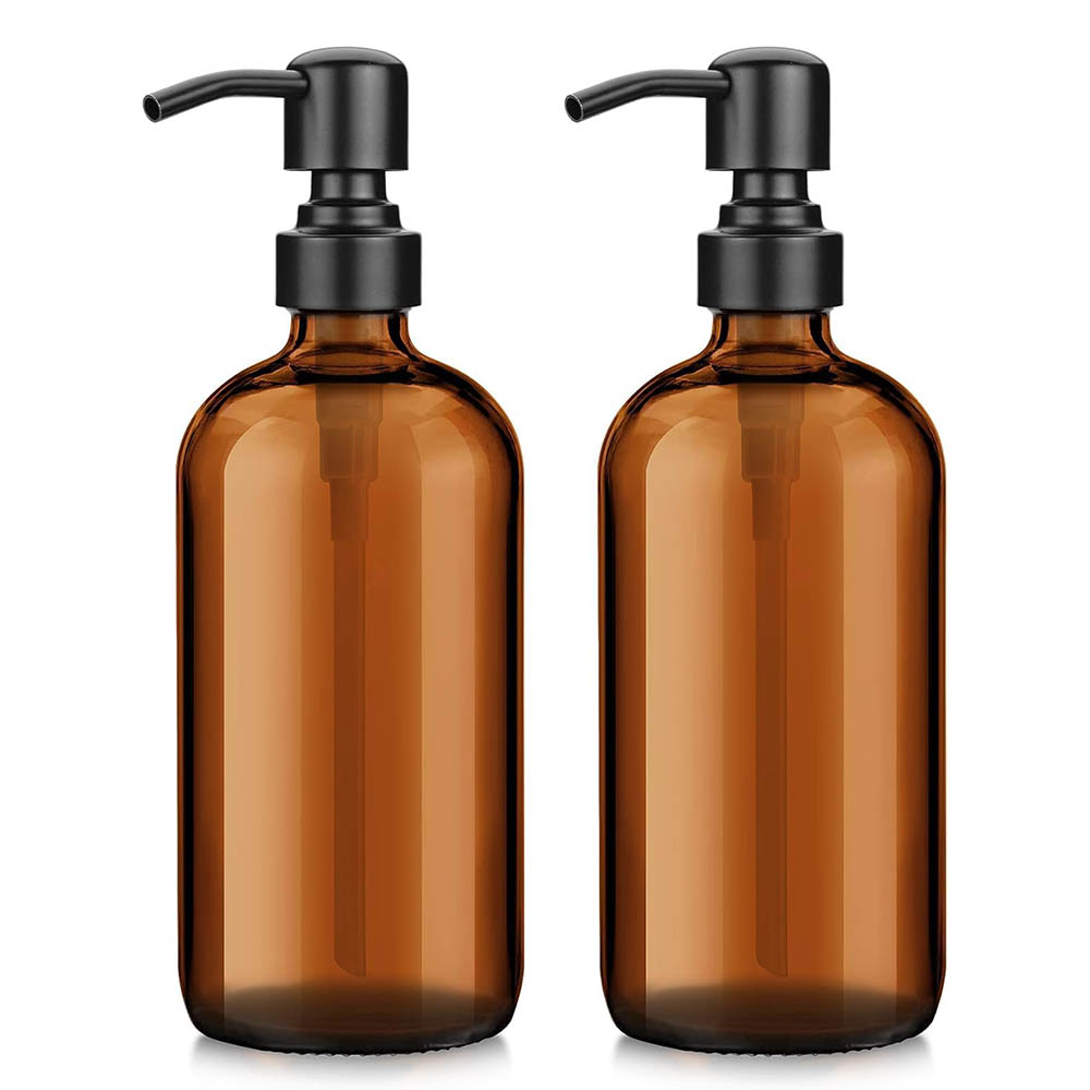 Amber glazen zeepdispenser met - Home Bathroom Soap Dispenser recensie en prijs