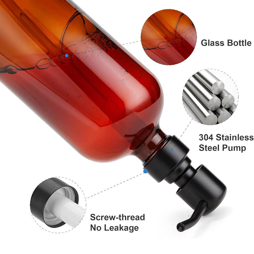 Amber glazen zeepdispenser met - Home Bathroom Soap Dispenser recensie en prijs