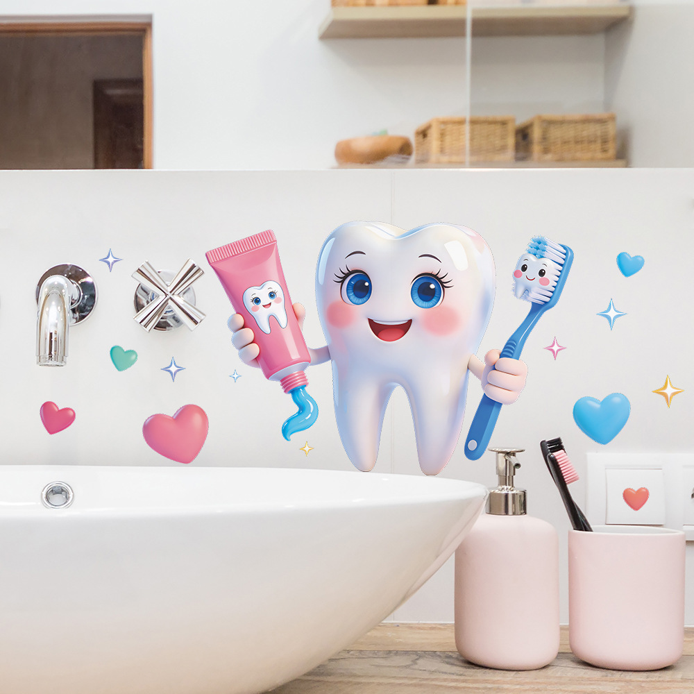 Cartoon tandontwerp muursticke - Jet Home Bathroom recensie en prijs