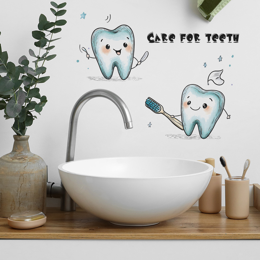 Cartoon tandontwerp muursticke - Jet Home Bathroom recensie en prijs