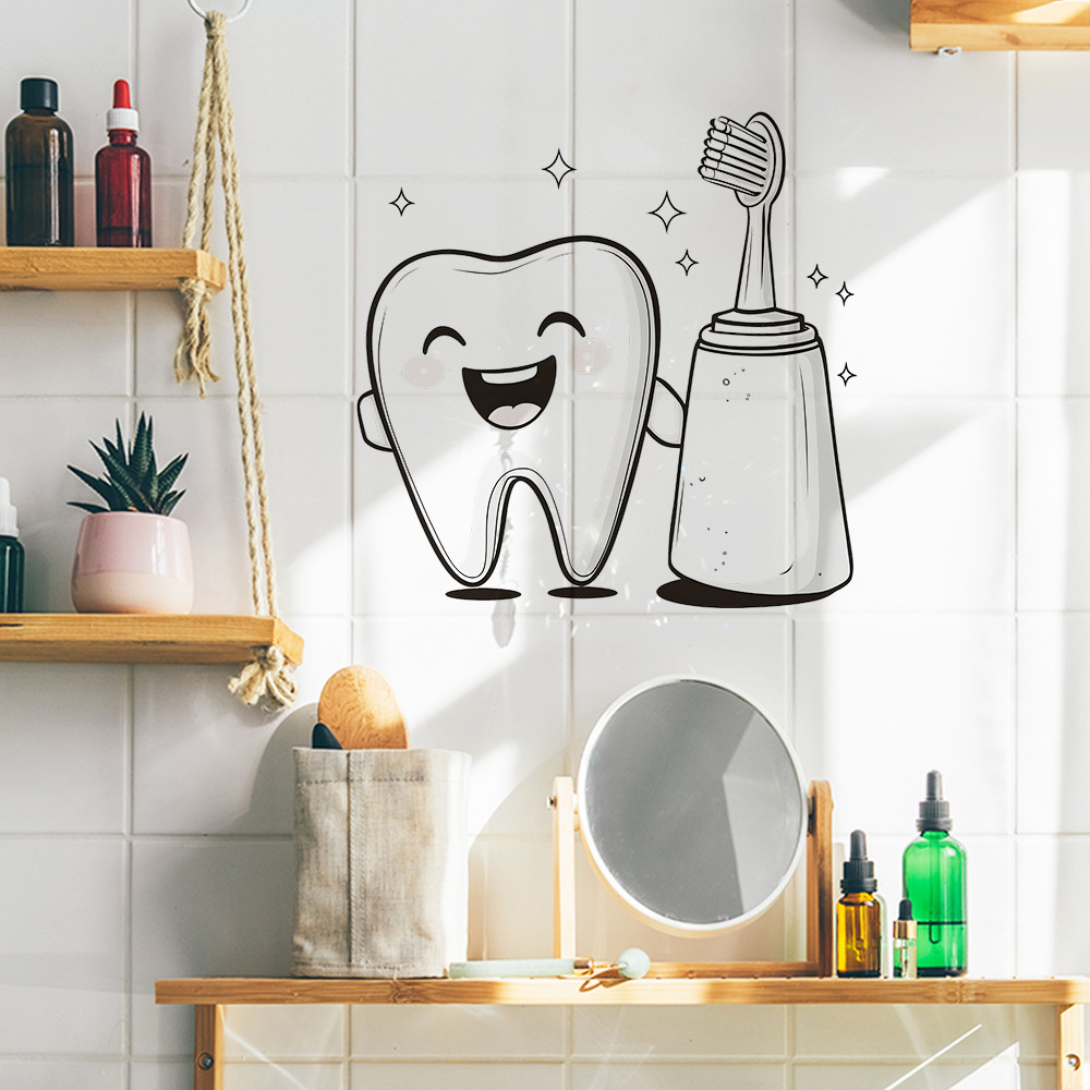 Cartoon tandontwerp muursticke - Jet Home Bathroom recensie en prijs
