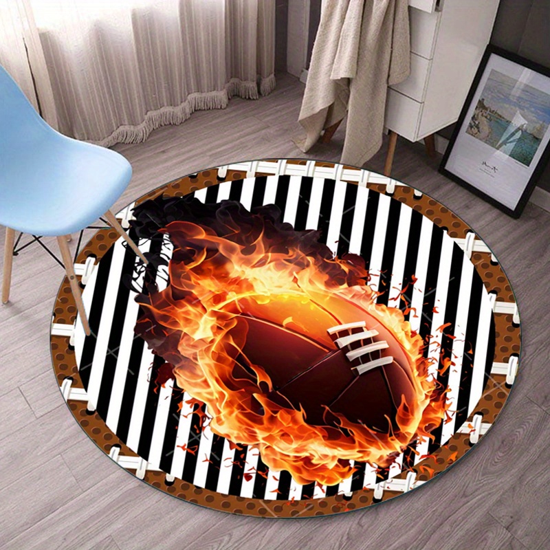 Flaming Football Rond Tapijt v - Home Bathroom Decor Ideas recensie en prijs