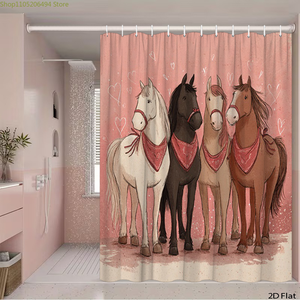 Schattig paarden douchegordijn - Home Bathroom Decor Ideas recensie en prijs